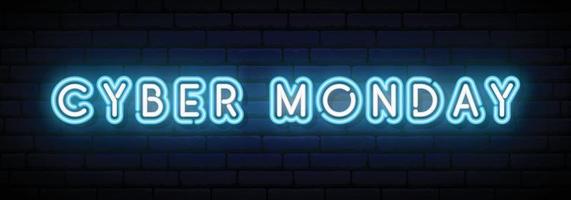 banner di lunedì cyber al neon. vettore