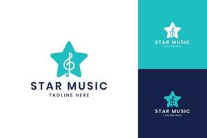 design del logo dello spazio negativo della musica stellare vettore