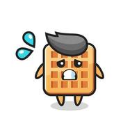 personaggio mascotte waffle con gesto impaurito vettore