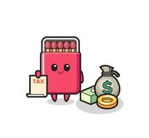 personaggio cartone animato di scatola di fiammiferi come contabile vettore