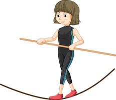 giovane donna in equilibrio sulla corda della slackline vettore