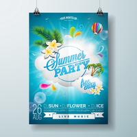 Vector Summer Beach Party Flyer Design con design tipografico