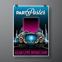 Party Flyer Illustration per tema musicale vettore