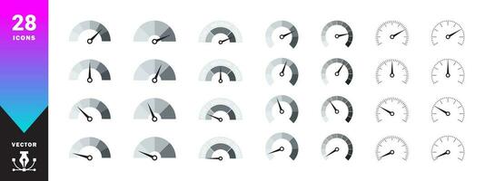 misurazione scala icone. tachimetro scala. velocità indicatore. vettore scalabile grafica