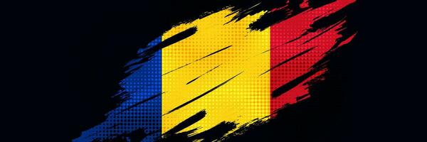 Romania bandiera con spazzola ictus stile isolato su bianca sfondo. bandiera di Romania vettore