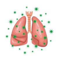 vettore disegno di polmoni con virus
