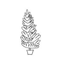 mano disegnato Natale albero nel pentola illustrazione. semplice Natale albero scarabocchio. pino albero illustrazione. vettore