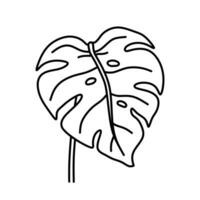 Monstera foglia isolato su un' bianca sfondo. vettore disegnato a mano illustrazione nel scarabocchio stile. Perfetto per logo, carte, decorazioni, vario disegni. botanico clipart.