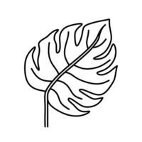 Monstera foglia isolato su un' bianca sfondo. vettore disegnato a mano illustrazione nel scarabocchio stile. Perfetto per logo, carte, decorazioni, vario disegni. botanico clipart.