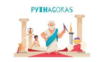 Pythagor doodle grecia composizione vettore