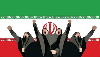 iraniano donne con sollevato pugni protesta contro energia- vettore