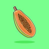 papaia frutta cartone animato vettore icona illustrazione cibo natura icona concetto isolato premio