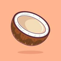 Noce di cocco conchiglia frutta cartone animato vettore icona illustrazione cibo natura icona concetto isolato premio
