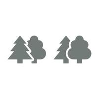 alberi, pino e a foglia larga vettore icona. albero, foresta all'aperto e natura simbolo.