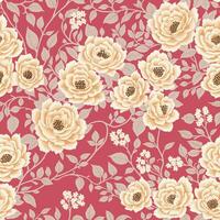 floreale senza soluzione di continuità modello di bianca fiori su rosso ciliegia rosa fondale nel un' cineserie stile. mano disegnato arte. sfondo design per tessili, documenti, stampe, moda, carta sfondo, bellezza prodotti. vettore