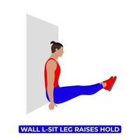 vettore uomo fare parete l sedersi gamba aumentare presa. peso corporeo fitness statico addominali allenarsi esercizio. un educativo illustrazione su un' bianca sfondo.