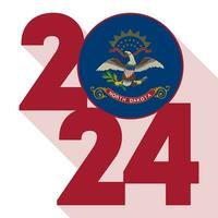 2024 lungo ombra bandiera con nord dakota stato bandiera dentro. vettore illustrazione.