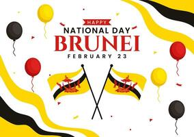 contento brunei darussalam nazionale giorno vettore illustrazione su 23 febbraio con agitando bandiera nel patriottico vacanza piatto cartone animato sfondo design