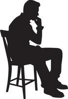 un' uomo pensiero seduta su il sedia vettore silhouette