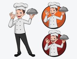 cartone animato logo chef illustrazione mascotte vector