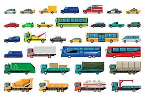 vario tipi di veicoli, auto Raccogliere furgone autobus camion e trailer. vettore