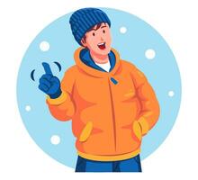 illustrazione di un' adolescenziale ragazzo indossare inverno Abiti vettore