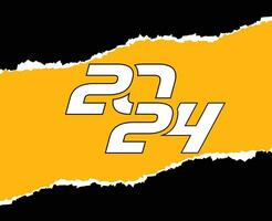 2024 contento nuovo anno vacanza design bianca astratto vettore logo simbolo illustrazione con nero e giallo sfondo
