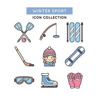 collezione di icone di attrezzi per sport invernali vettore