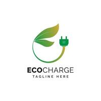 eco caricare verde energia logo design modello vettore