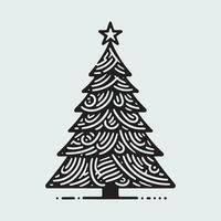 geometrico Natale albero con stella su superiore, nero schema forma geometrico Natale albero silhouette isolato minimo unico creativo Natale albero natale elegante design pino albero astratto design vettore