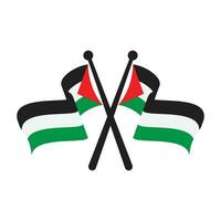 ondulato attraversato bandiera di Palestina con polo icona piatto vettore illustrazione design