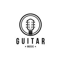 retrò stile Vintage ▾ chitarra musicale strumento logo design idea con etichetta cerchio vettore