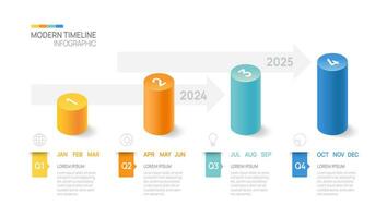 attività commerciale passo sequenza temporale Infografica freccia modello. moderno pietra miliare elemento sequenza temporale diagramma calendario e 4 trimestre temi, vettore infografica.