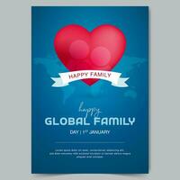 globale famiglia giorno 01° gennaio aviatore con cuore e famiglia illustrazione su isolato sfondo vettore