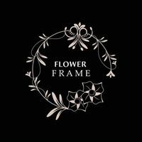 floreale telaio fiore il giro forma emblema logotipo isolato su bianca sfondo, le foglie lusso lineare logo cerchio stile boutique vettore