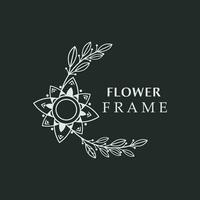 floreale telaio fiore il giro forma emblema logotipo isolato su bianca sfondo, le foglie lusso lineare logo cerchio stile boutique vettore