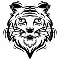 illustrazione di doodle in bianco e nero della testa di tigre vettore