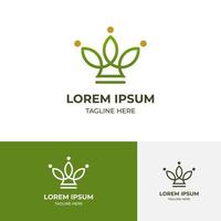 logo della corona di foglie verdi. logotipo aziendale creativo della natura vettore