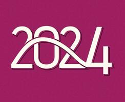 contento nuovo anno 2024 vacanza astratto bianca grafico design vettore logo simbolo illustrazione con viola sfondo