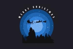 buon natale, t-shirt mockup silhouette babbo natale slitta cervo vettore