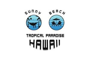 Sunny Beach hawaii, t-shirt mock up silhouette merce mock up vettore