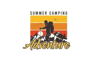 avventura in campeggio estivo, t-shirt mock up silhouette vettore
