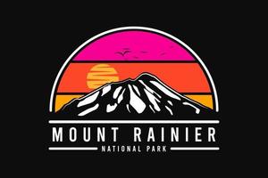 parco nazionale del monte Rainier, stile silhouette vettore