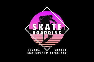 skater nevada skateboard, design silhouette stile retrò. vettore