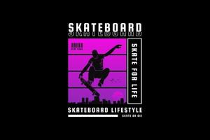 skateboard, stile silhouette design urbano vettore