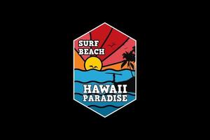 spiaggia delle hawaii, silhouette di design in stile retrò vettore
