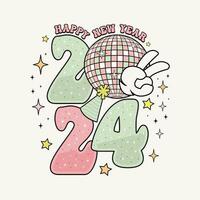 contento nuovo anno 2024 logo. astratto mano disegnato creativo calligrafico vettore logo design. saluto concetto per 2024 nuovo anno celebrazione