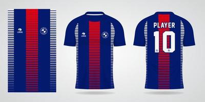 modello di maglia rosso blu per le divise della squadra e il design della maglietta da calcio vettore