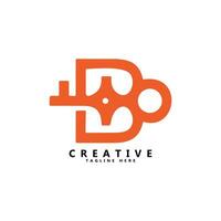 B lettera con chiave logo design vettore