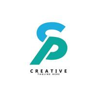sp lettera creativo logo design vettore